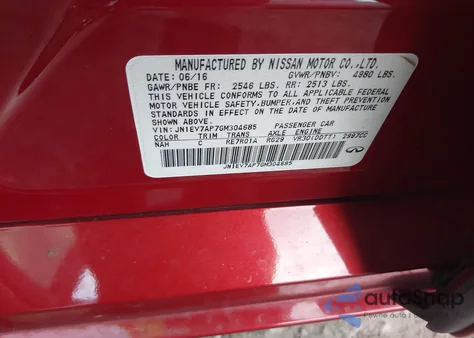 2016 Infiniti Q50 3.0T Premium из США, поврежденный, VIN JN1EV7AP7GM304685